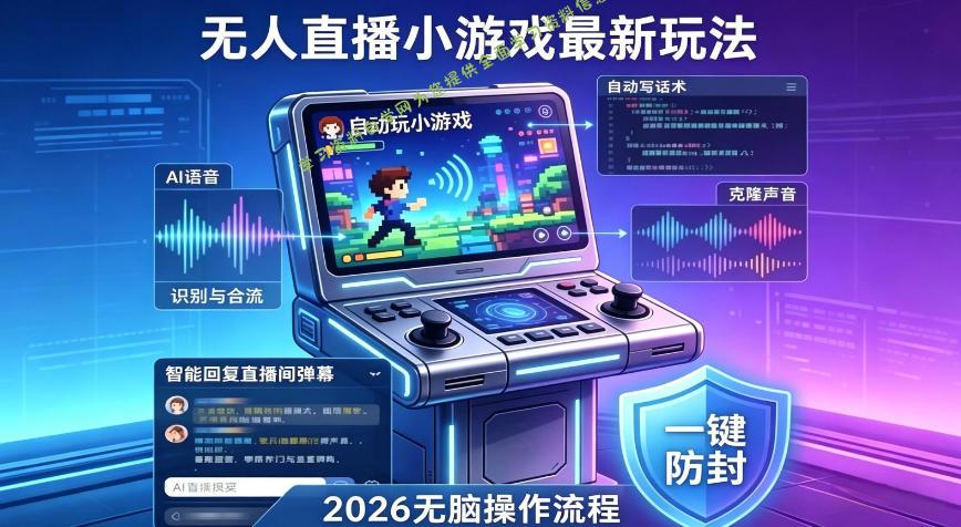 2026年AI无人直播小游戏全流程,不违规不封号,开启创业副业增收之路,小白月入1w+【揭秘】