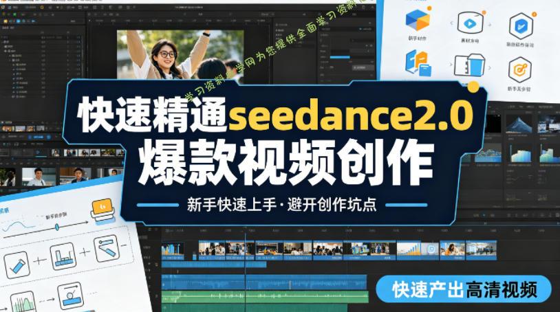 快速精通seedance2.0爆款视频创作,快速产出高清视频,避开大量创作坑点,新手也能快速上手