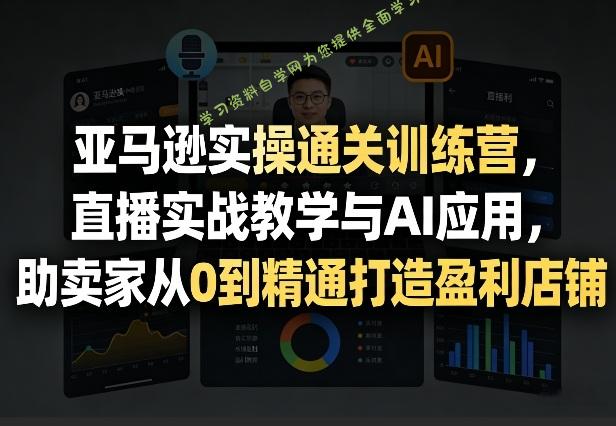 亚马逊实操通关训练营,直播实战教学与AI应用,助卖家从0到精通打造盈利店铺(更新4月17日)