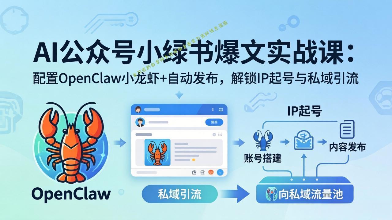 AI公众号小绿书变现实战课：小绿书爆文写作+OpenClaw自动发布，解锁IP起号与私域引流 - - 
