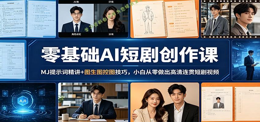 零基础AI短剧创作课：MJ提示词精讲+图生图控图技巧，小白从零做出高清连贯短剧视频 - - 