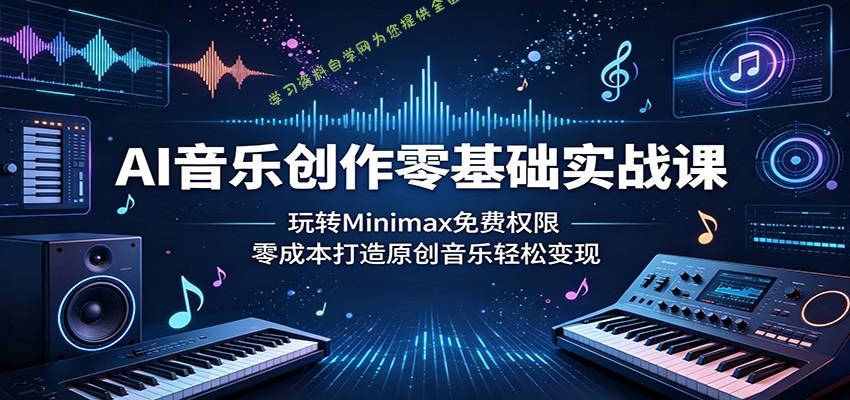 AI音乐创作零基础实战课：玩转Minimax免费权限，零成本打造原创音乐轻松变现 - - 
