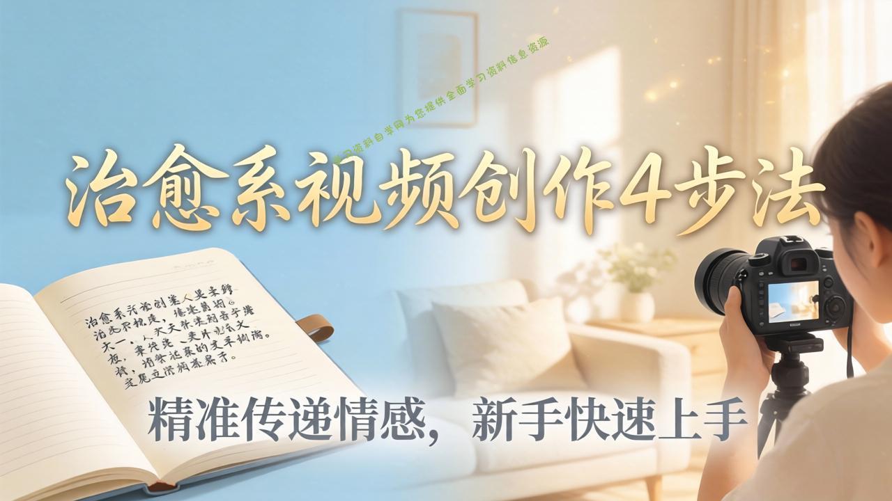 治愈系视频创作4步法：从文案打磨到画面呈现，精准传递情感，新手快速上手出优质内容 --免费学习资料下载_自媒体课程资源