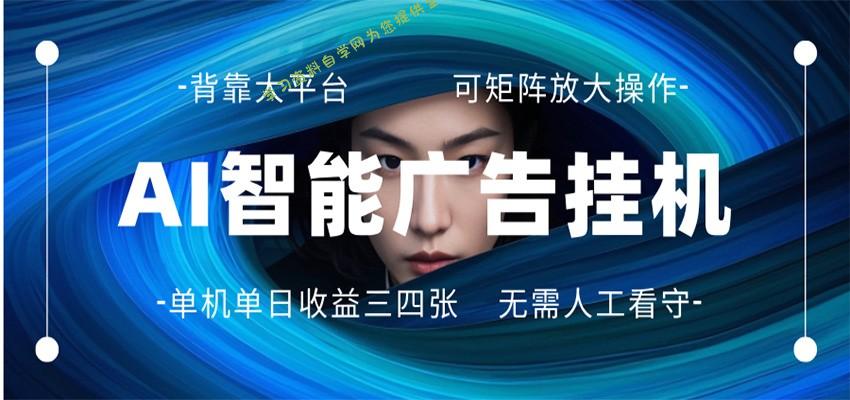 AI 智能广告挂机 全自动ai脚本运行 日入300-400无需人工看守 长期稳定 可矩阵放大 - - 