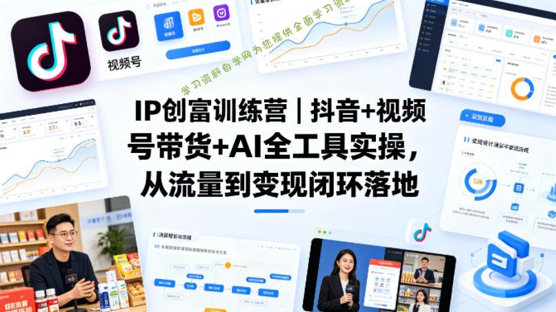 IP创富训练营|抖音+视频号带货+AI全工具实操,从流量到变现闭环落地