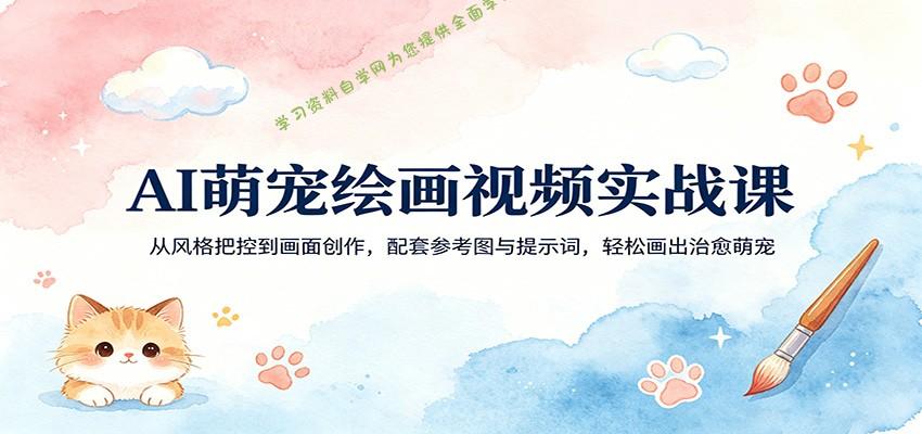 AI萌宠绘画视频实战课：从风格把控到画面创作，配套参考图与提示词，轻松画出治愈萌宠 - 