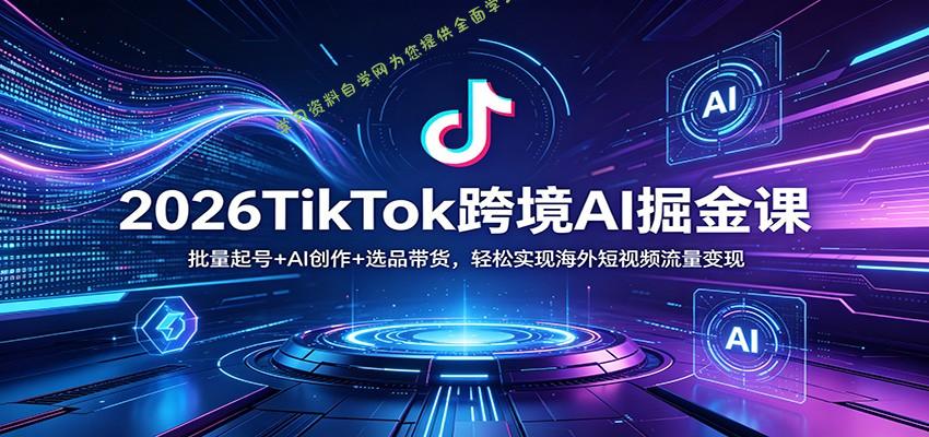 2026TikTok跨境AI掘金课：批量起号+AI创作+选品带货，轻松实现海外短视频流量变现 - - 