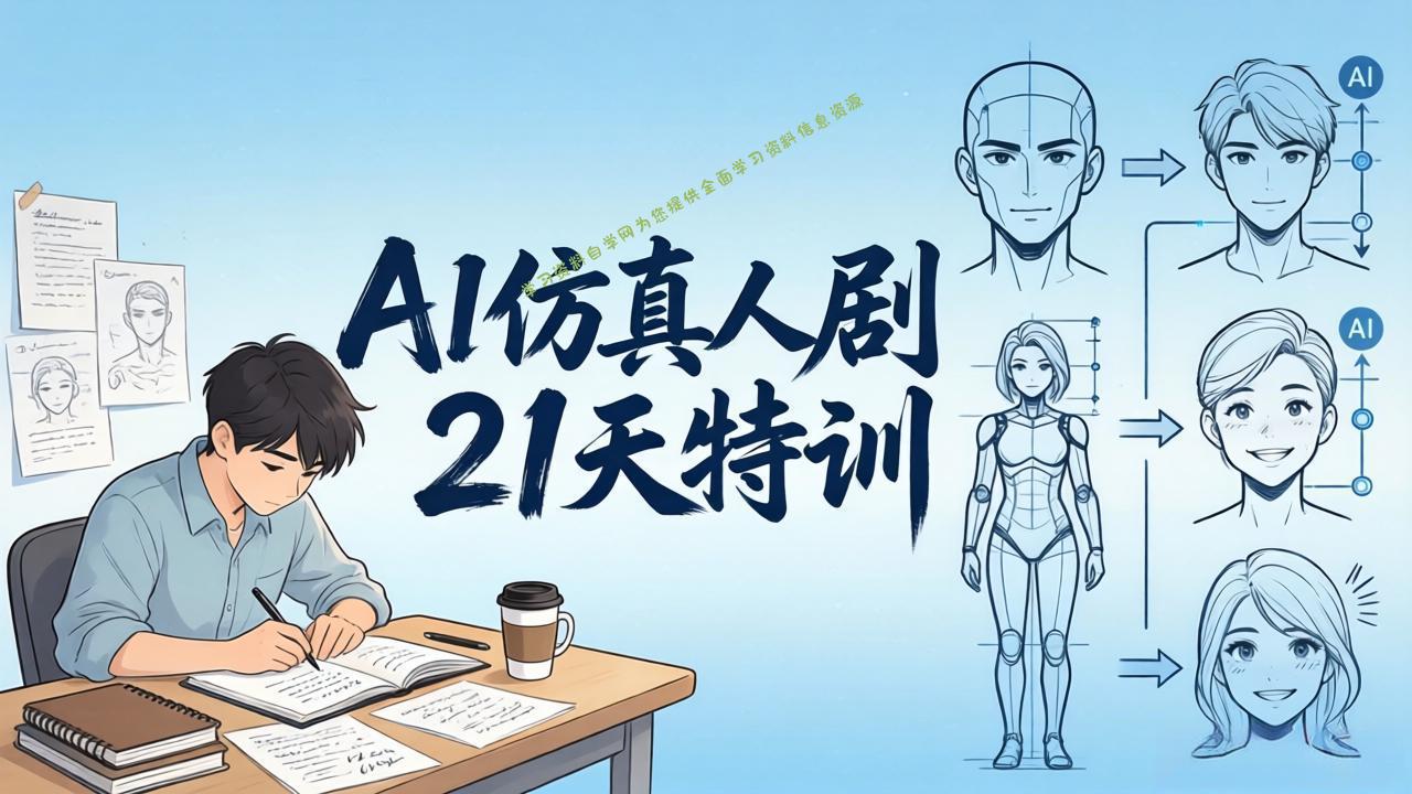 AI仿真人剧21天特训-更新：从剧本到成片全流程实战，掌握角色一致性与变现方法 -学习资料自学网  