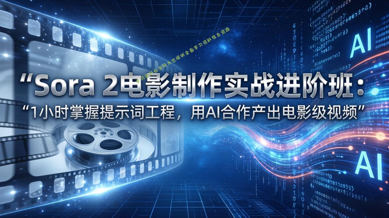 Sora 2电影制作实战进阶班：1小时掌握提示词工程，用AI合作产出电影级视频 - - 