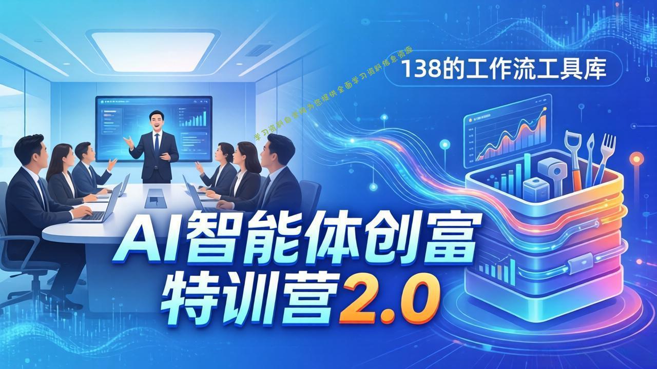 AI智能体创富训练营2.0：3天闭门直播+视频课+工具库，从0到1搭建智能体附138个工作流 - - 
