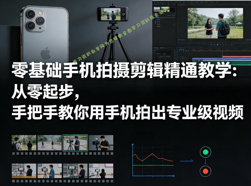 零基础手机拍摄剪辑精通教学:从零起步,手把手教你用手机拍出专业级视频