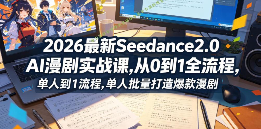 2026最新Seedance2.0 AI漫剧实战课,,从0到1全流程,单人批量打造爆款漫剧