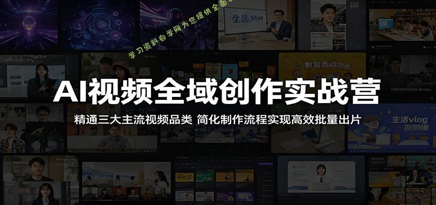 AI视频全域创作实战营：精通三大主流视频品类，简化制作流程实现高效批量出片 - 