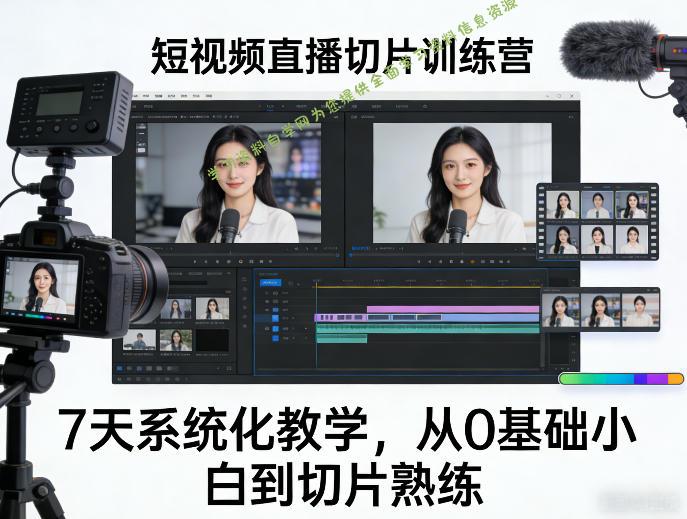 短视频直播切片训练营,7天系统化教学,从0基础小白到切片熟练