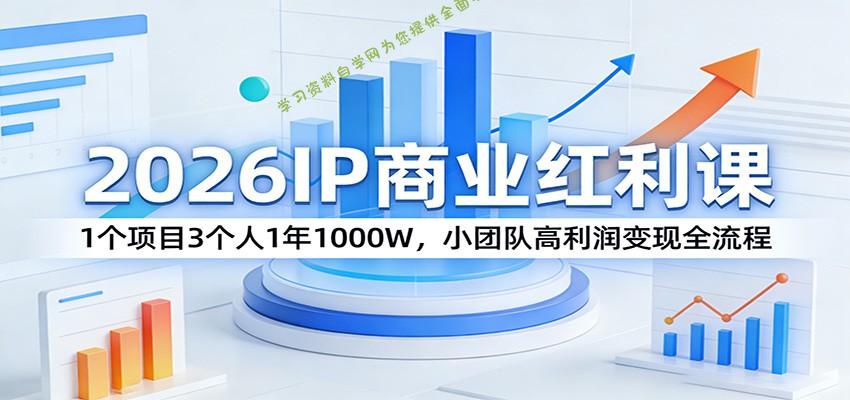 2026IP商业红利课：1个项目3个人1年1000W，小团队高利润变现全流程 - - 