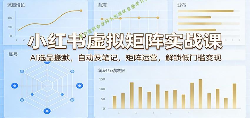 小红书虚拟矩阵实战课：AI选品搬款，自动发笔记，矩阵运营，解锁低门槛变现 - - 