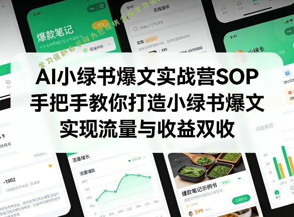 AI小绿书爆文实战营SOP，手把手教你打造小绿书爆文，实现流量与收益双收 - - 