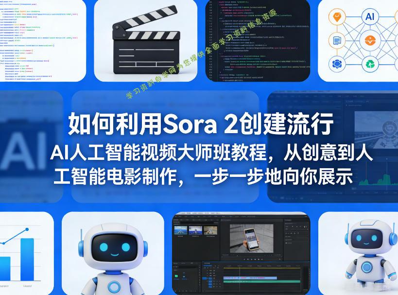 如何利用Sora 2创建流行AI人工智能视频大师班教程，从创意到人工智能电影制作，一步一步地向你展示 - 