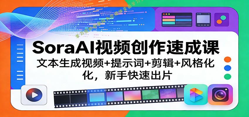 SoraAI视频创作速成课：文本生成视频+提示词+剪辑+风格化，新手快速出片 - - 