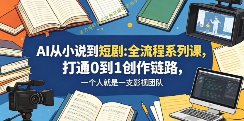 AI从小说到短剧全流程系列课，打通0到1创作链路，一个人就是一支影视团队 - - 