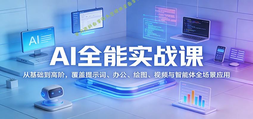 AI全能实战课：从基础到高阶，覆盖提示词、办公、绘图、视频与智能体全场景应用 - - 