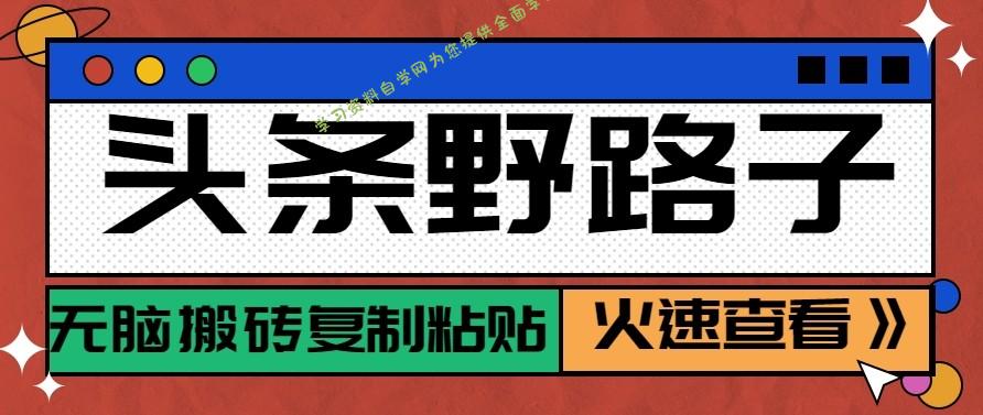 头条单账号日收益300+野路子玩法赛道,无脑搬砖复制粘贴,保姆级教程 - -