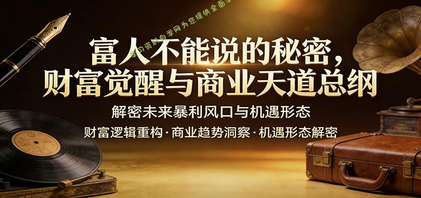 富人不能说的秘密，财富觉醒与商业天道总纲，解密未来暴利风口与机遇形态 - - 