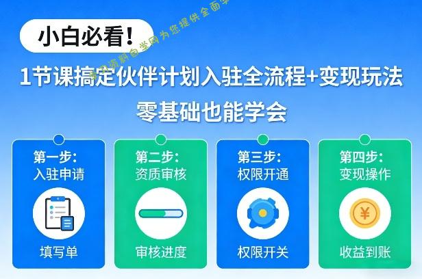 小白必看!1节课搞定伙伴计划入驻全流程+变现玩法,零基础也能学会