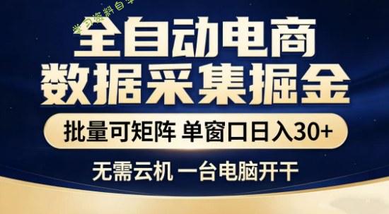 独家电商数据全自动采集项目,批量可矩阵,单窗口轻松日入3张+【揭秘】