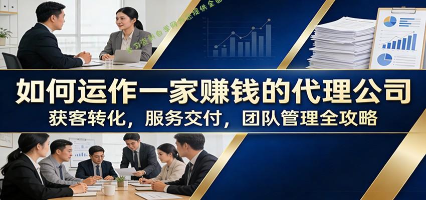 如何运作一家赚钱的代理公司：获客转化，服务交付，团队管理全攻略 - - 