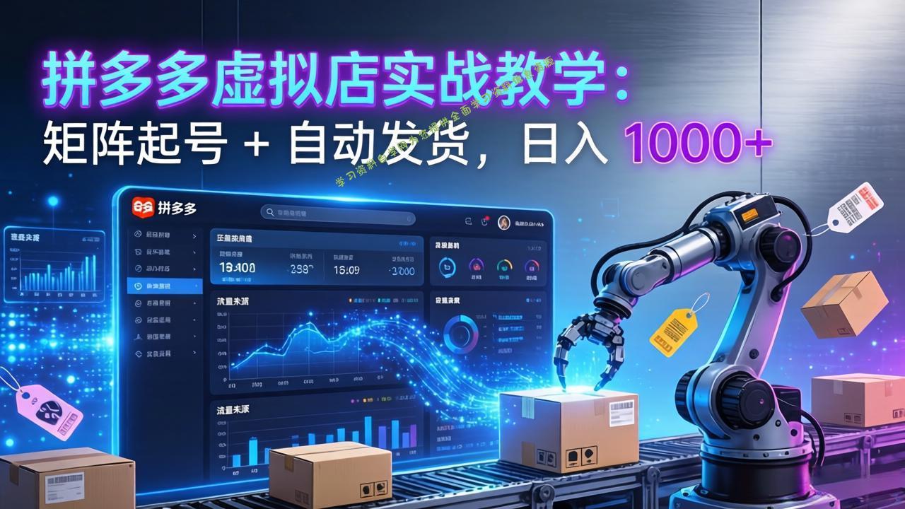 拼多多虚拟店实战教学：矩阵起号 + 自动发货，日入 1000+ - - 