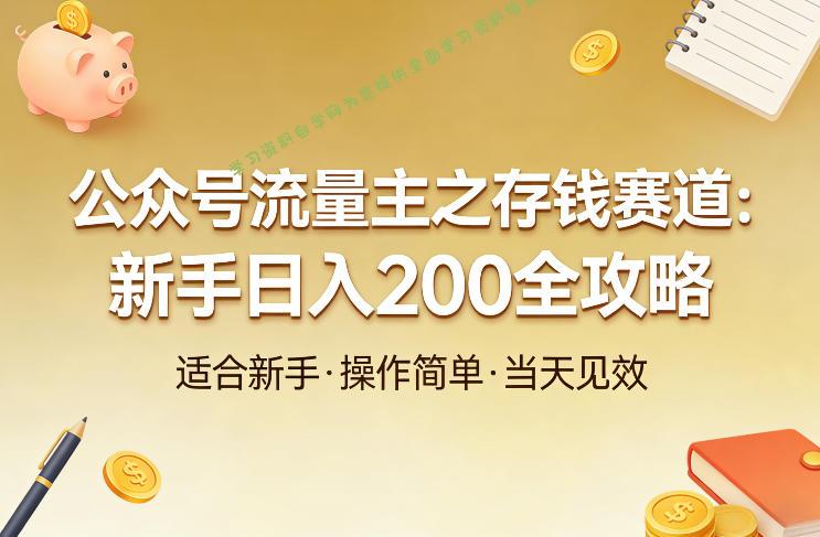 公众号流量主之存钱赛道,贴合当下需求,适合新手,一天收益2张