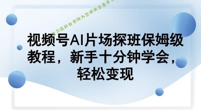 视频号AI片场探班保姆级教程,新手十分钟学会,轻松变现