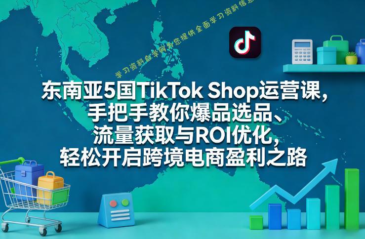 东南亚5国TikTok Shop运营课,手把手教你爆品选品、流量获取与ROI优化,轻松开启跨境电商盈利之路
