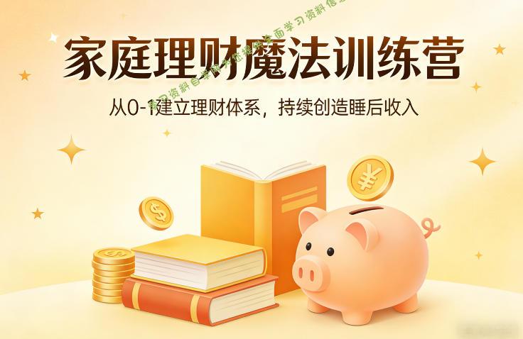 家庭理财魔法训练营,从0-1建立理财体系,持续创造睡后收入