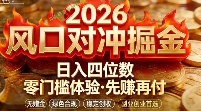 2026美金对冲套利，无赠金对冲策略保驾护航，低门槛易上手实操。单人单日收益2000+ - - 