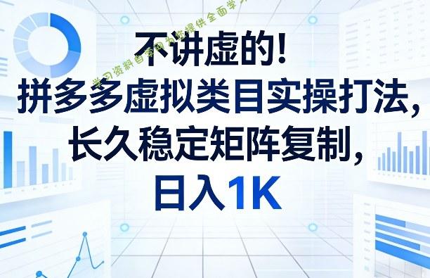 不讲虚的!拼多多虚拟类目实操打法,长久稳定矩阵复制,日入1K【揭秘】