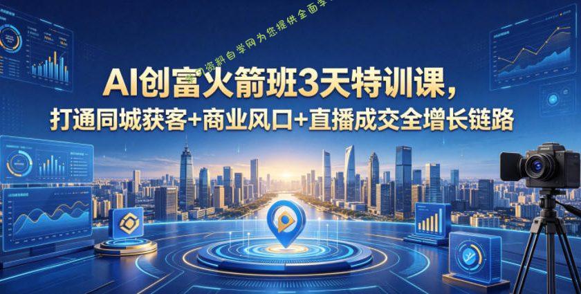 AI创富火箭班3天特训课,打通同城获客+商业风口+直播成交全增长链路,2026年4月新课
