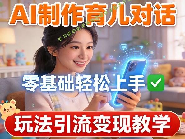 AI制作育儿对话，零基础轻松上手，玩法引流变现教学 - - 
