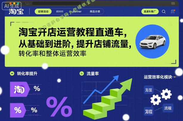 淘宝开店运营教程直通车，从基础到进阶，提升店铺流量，转化率和整体运营效率(更新26年3月) - 