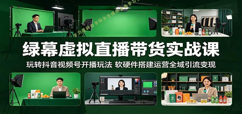 绿幕虚拟直播带货实战课：玩转抖音视频号开播玩法，软硬件搭建运营全域引流变现 - - 