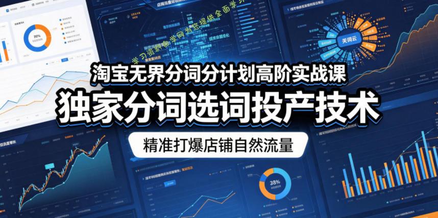 淘宝无界分词分计划高阶实战课，独家分词选词投产技术，精准打爆店铺自然流量 - - 