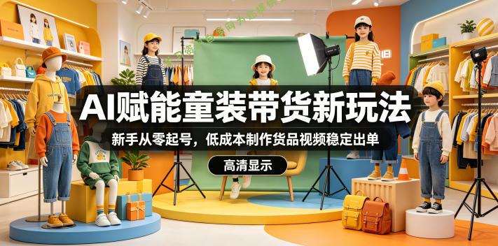 AI赋能童装带货新玩法，新手从零起号，低成本制作货品视频稳定出单 - 