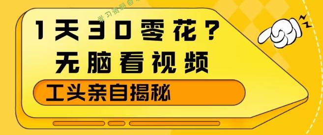 1天30零花？无脑看视频，大佬亲自揭秘 - - 