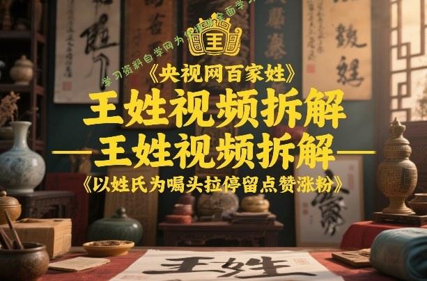 央视网百家姓–王姓视频拆解,以姓氏为噱头拉停留点赞涨粉