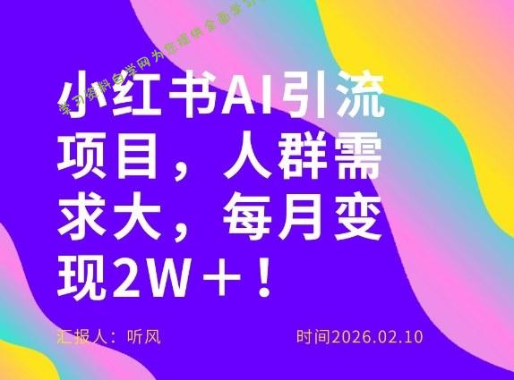 她通过这个AI项目每月做到2W+的收入,最新小红书AI项目,人群需求大!