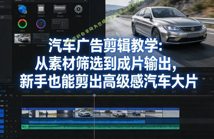 汽车广告剪辑教学:从素材筛选到成片输出,新手也能剪出高级感汽车大片