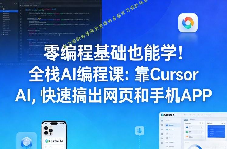 零编程基础也能学！全栈AI编程课：靠Cursor AI，快速搞出网页和手机APP - - 