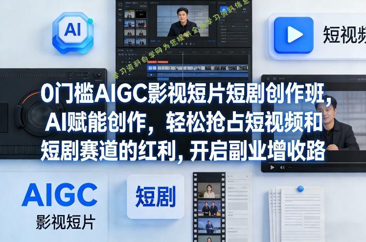 0门槛AIGC影视短片短剧创作班,AI赋能创作,轻松抢占短视频和短剧赛道的红利,开启副业增收路