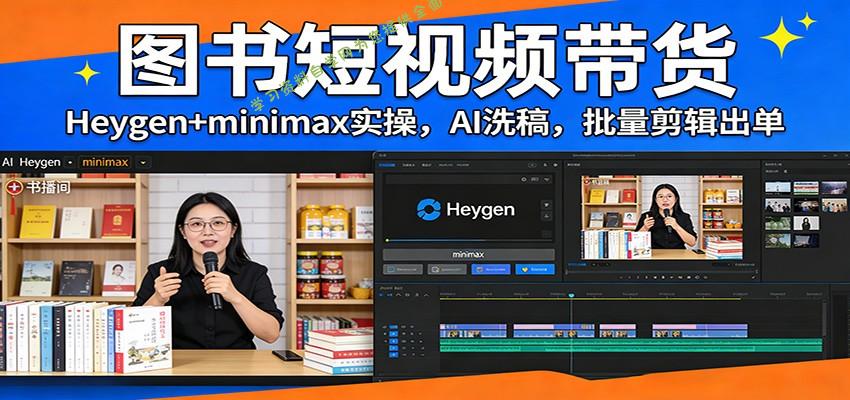 图书短视频带货：Heygen+minimax实操，AI洗稿 ，批量剪辑出单 - - 